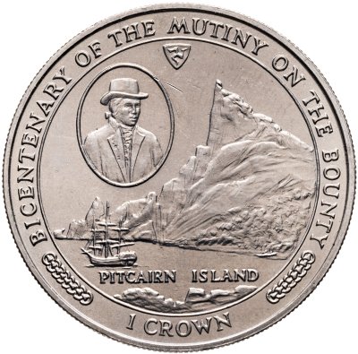 купить Остров Мэн 1 крона (crown) 1989 "200 лет мятежу на "Баунти". Острова Питкэрн"