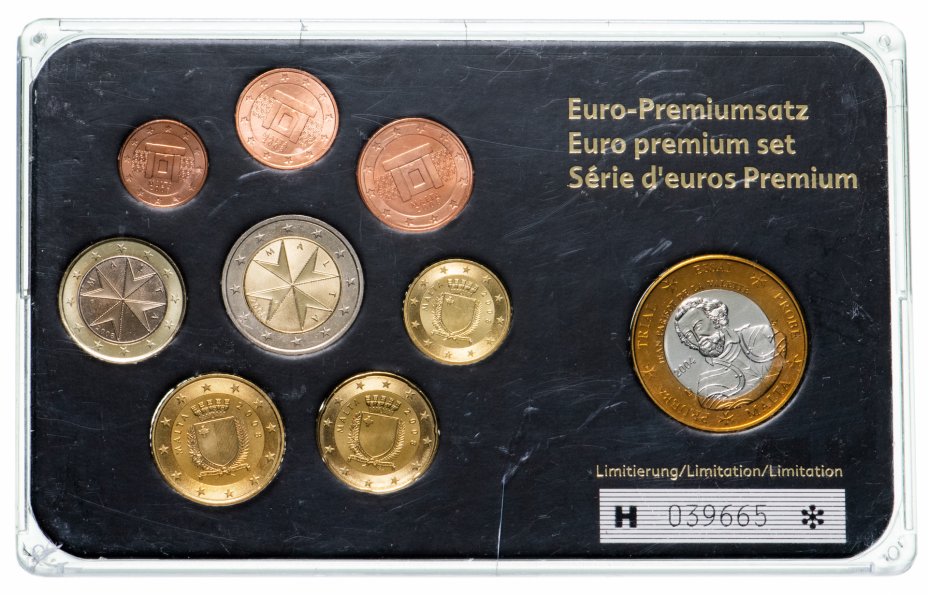купить Мальта набор из 8 монет евро  и жетона 2008, в футляре