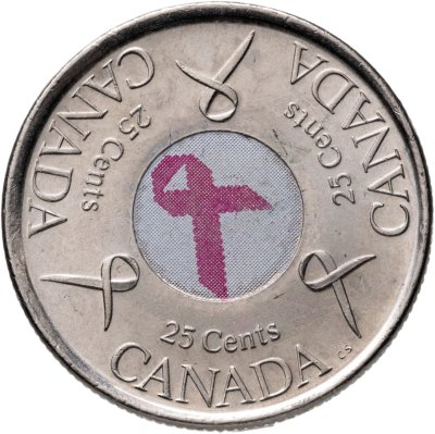 купить Канада 25 центов (cents) 2006 "Розовая ленточка - Борьба с раком молочной железы "