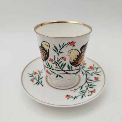 купить Пара кофейная "Птички", автор рисунка А.В. Щекатихина-Потоцкая, фарфор, деколь, золочение, Ленинградский фарфоровый завод (ЛФЗ), СССР, 1970-1986 гг.