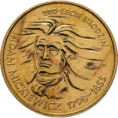 купить Польша 2 злотых (zlote) 1998 "200 лет со дня рождения Адама Мицкевича"