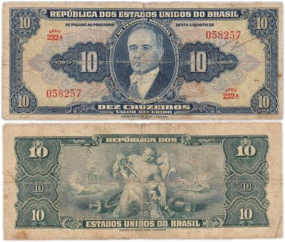 купить Бразилия 10 крузейро 1943 Pick 135a