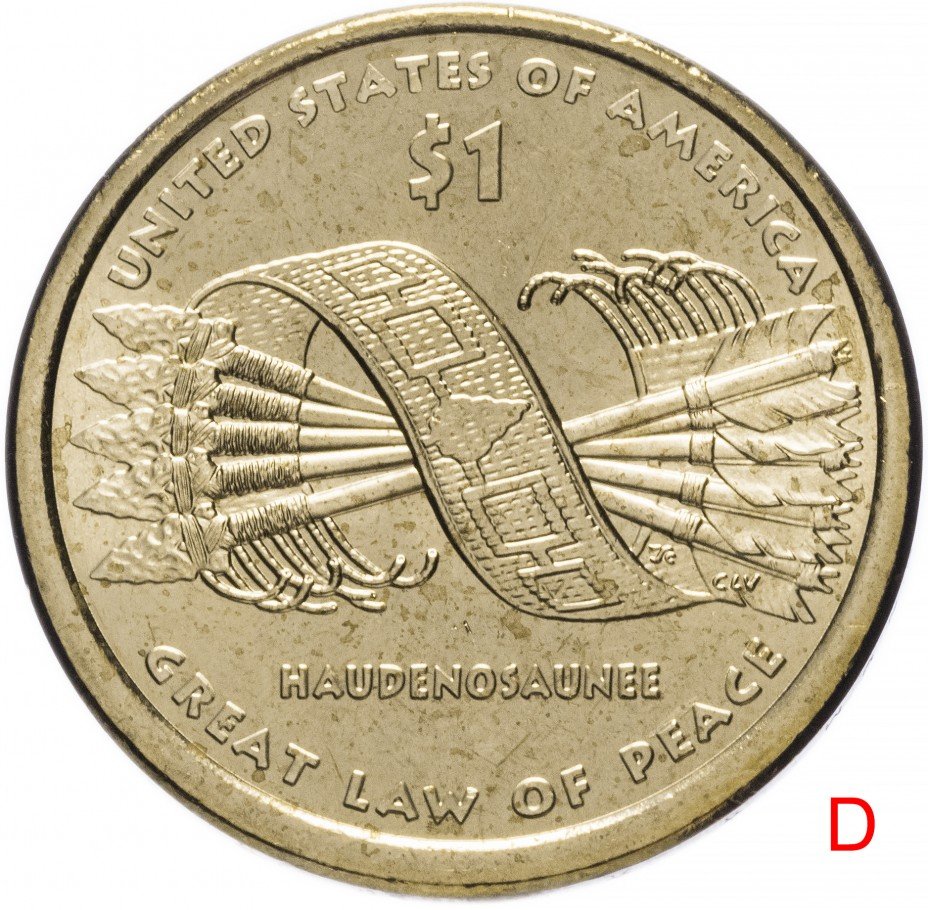 купить США 1 доллар (dollar) 2010 D "Коренные Американцы - Пояс Гайавата"