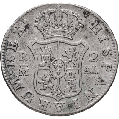 купить Испания 2 реала 1807 Король Карл IV, знак монетного двора "M" и "AI" - Мадрид