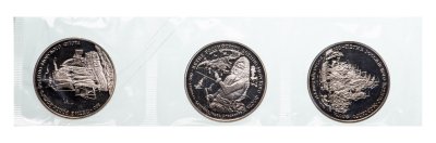 купить Набор из 3 жетонов "300 лет Российскому военно-морскому флоту" в запайке