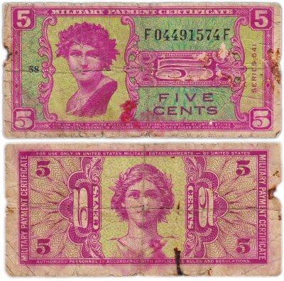 купить США 5 центов 1958-1961 (Pick M36) Военный сертификат