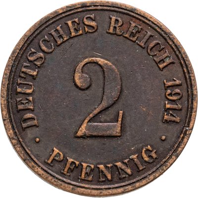 купить Германия 2 пфеннига (pfennig) 1914 A знак монетного двора: "A" - Берлин