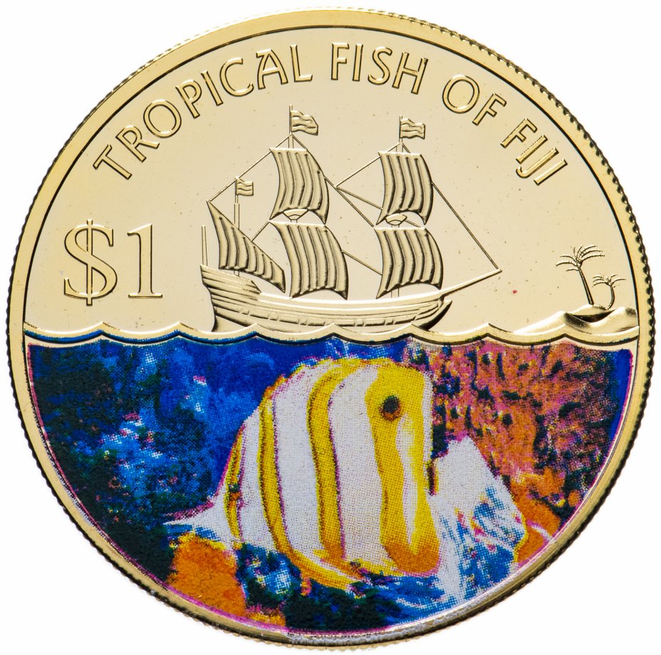 купить Фиджи 1 доллар 2009 "Тропические рыбы острова Фиджи"
