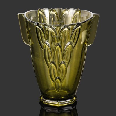 купить Ваза в стиле Art Deco, Heřmanova Hut , номер образца 19083, стекло, пресс, стекло, пресс, Чехословакия, 1930-1940 гг.