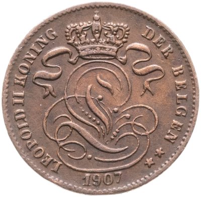 купить Бельгия 1 сантим (centime) 1907 Надпись на голландском - 'DER BELGEN'