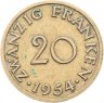 Купить Саар 20 франков (francs) 1954