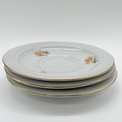 купить Набор из 3 блюдец с цветочным декором, фарфор, золочение, деколь, Kahla, ГДР, 1960-1980 гг.