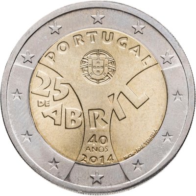 купить Португалия 2 евро 2014 "40 лет Революции гвоздик"
