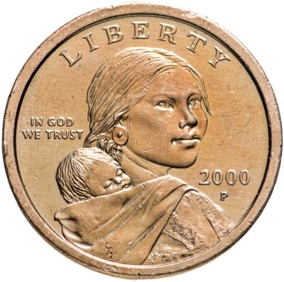 купить США 1 доллар (dollar) 2000 Sacagawea dollar (Сакагавея доллар - парящий орёл) знак монетного двора "P" - Филадельфия