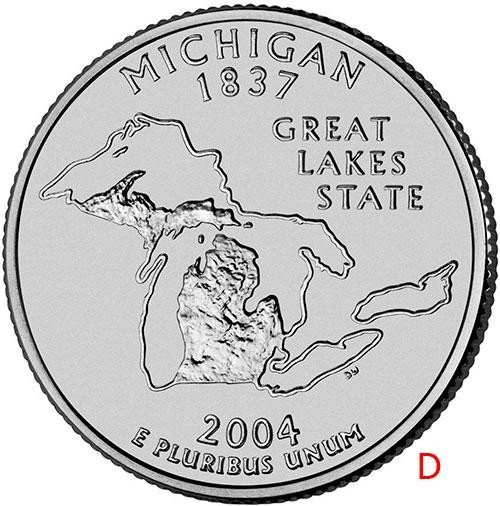 купить США 25 центов (квотер) 2004 D — штат Мичиган