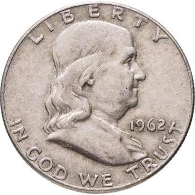 купить США 50 центов (1/2 доллара, half dollar) 1962 D Franklin Half Dollar (Франклин) знак монетного двора "D" - Денвер