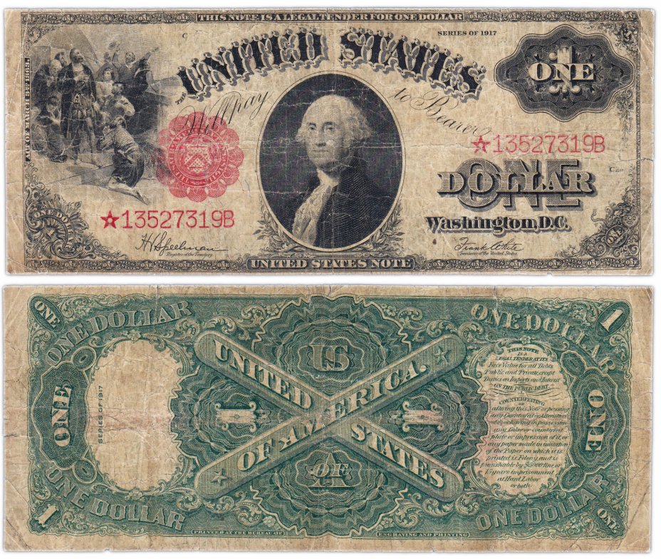 купить США 1 доллар 1917 series 1917  Legal Tender Note Speelman-White STAR ("Звезда", Замещенка)
