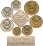 Купить Набор монет СССР 1978 года 1, 2, 3, 5, 10, 15 и 20 копеек (7 монет, жетон ЛМД и шильдик)