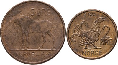 купить Норвегия набор 2 и 5 эре 1959 (2 штуки)