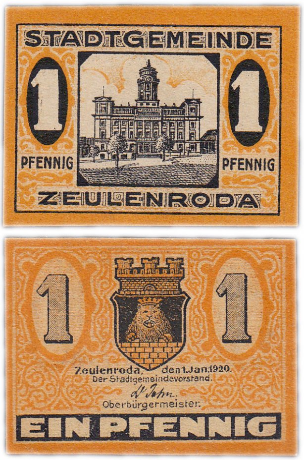 купить Германия (Тюрингия: Цойленрода) 1 пфенниг 1920 (B)