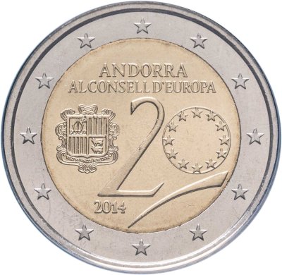 купить Андорра 2 евро (euro) 2014 "20 лет членства Андорры в ЕС" в буклете