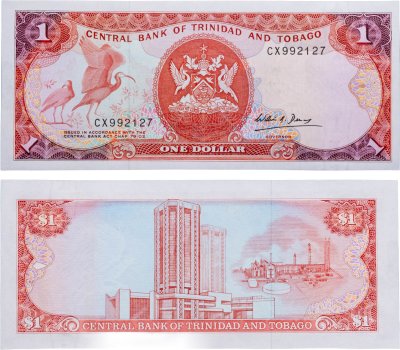 купить Тринидад и Тобаго 1 доллар обр. 1985 серия СХ №992127, управляющий Ульям Гилберт Демас (WGD - William Gilbert Demas)
