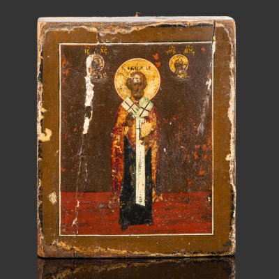 купить Икона "Святой Николай Чудотворец", дерево, темпера, Российская империя, 1850-1880 гг.