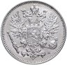 Купить Российская Финляндия 50 пенни (pennia) 1896-1917 гг. период правления Николая II, AU/UNC со штемпельным блеском [серебро 750 пробы 2.54 г]