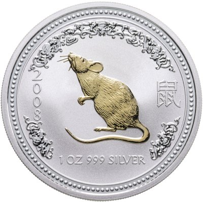 купить Австралия 1 доллар 2008 "Восточный календарь. Год мыши с позолотой»