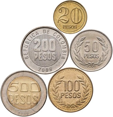 купить Колумбия. Набор №1 (5 монет. 1 биметалл) 2003-2011