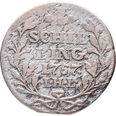 купить Гамбург (Германия) 1 шиллинг 1757 (Инкузный брак)