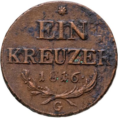 купить Австрия 1 крейцер (kreuzer) 1816, знак монетного двора "G" - Бая-Маре