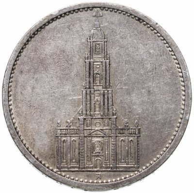купить Германия (Третий Рейх) 5 рейхсмарок 1934, Двор А (Берлин), 1 год нацистскому режиму, Гарнизонная церковь в Потсдаме (Кирха)