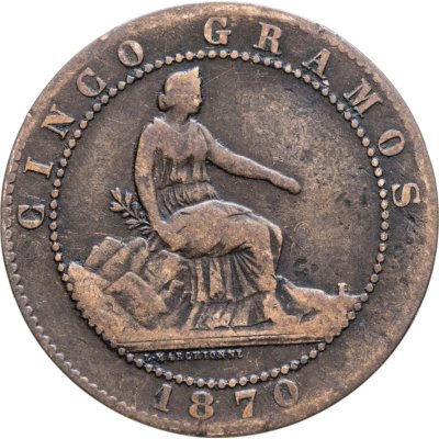 купить Испания 5 сентимо (centimos) 1870