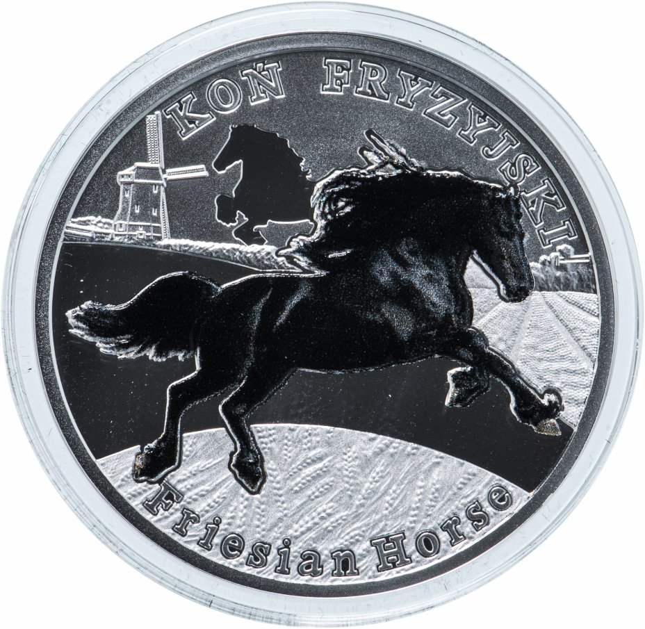 купить Остров Ниуэ 1 доллар 2016 "Фризская лошадь", в футляре с сертификатом