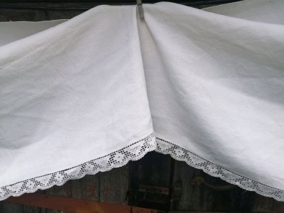 купить Подзор для кровати с плетеным кружевом, лен, кружево, 1990-1995 гг.