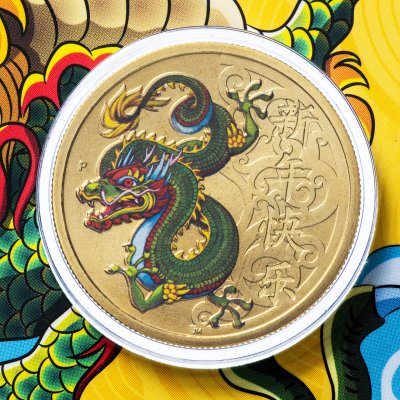 купить Тувалу 1 доллар 2016 "Китайский гороскоп - Год дракона" (в конверте, с маркой)