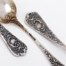 Купить Набор из 3 кофейных ложек с растительным узором , серебро 800 пробы, золочение, Германия, 1890-1910 гг.