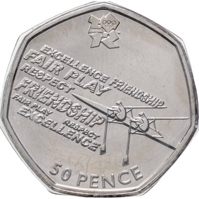 купить Великобритания 50 пенсов (pence) 2011 "XXX летние Олимпийские Игры, Лондон 2012 - Академическая гребля" в буклете