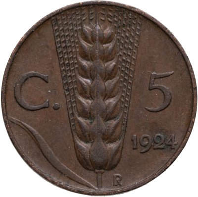 купить Италия 5 чентезимо (centesimi) 1924