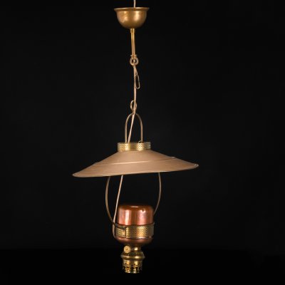 купить Лампа подвесная, керосиновая, переделанная под электрическую, медь, латунь, пластик, Бельгия, 1930-1950 гг.