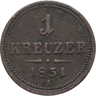 купить Австрия 1 крейцер (kreuzer) 1851, знак монетного двора "A" - Вена