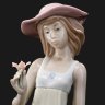 Купить Статуэтка "Девушка в шляпке с цветком", фарфор, роспись, NAO Porcelain, Испания, 1991 г.