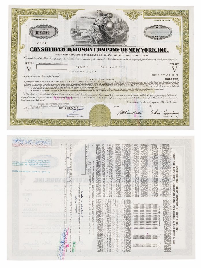 купить Акция США CONSOLIDATED EDISON COMPANY OF NEW YORK, INC., 1975- 1978 гг.