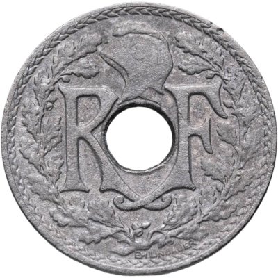 купить Франция 5 сантимов (centimes) 1922 Рог изобилия Новый тип: Отверстие в центре знак монетного двора: "Рог изобилия": - Париж