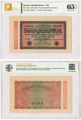 купить Германия 20000 марок 1923 в слабе TQG UNC65