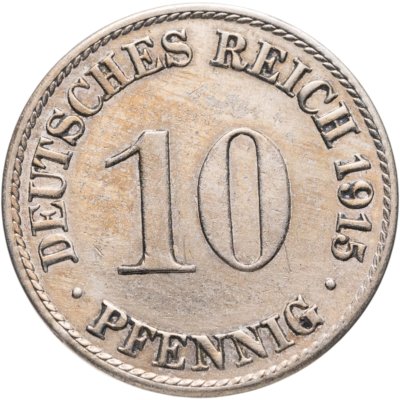купить Германия 10 пфеннигов 1915 знак монетного двора: "A"