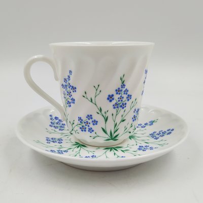 купить Пара кофейная "У ручья" (форма "Витая"), фарфор, деколь, Ленинградский фарфоровый завод (ЛФЗ), СССР, 1970-1992 гг.