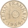 Купить Саар 10 франков (francs) 1954