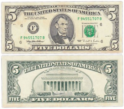 купить США 5 долларов 1995 (Pick 498) F-Атланта "FW" (Fort Worth)